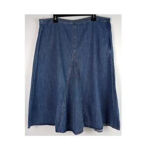 First Issue Womens 16W Blue Denim Cotton Wide Flare Above Knee Flowy Skirt